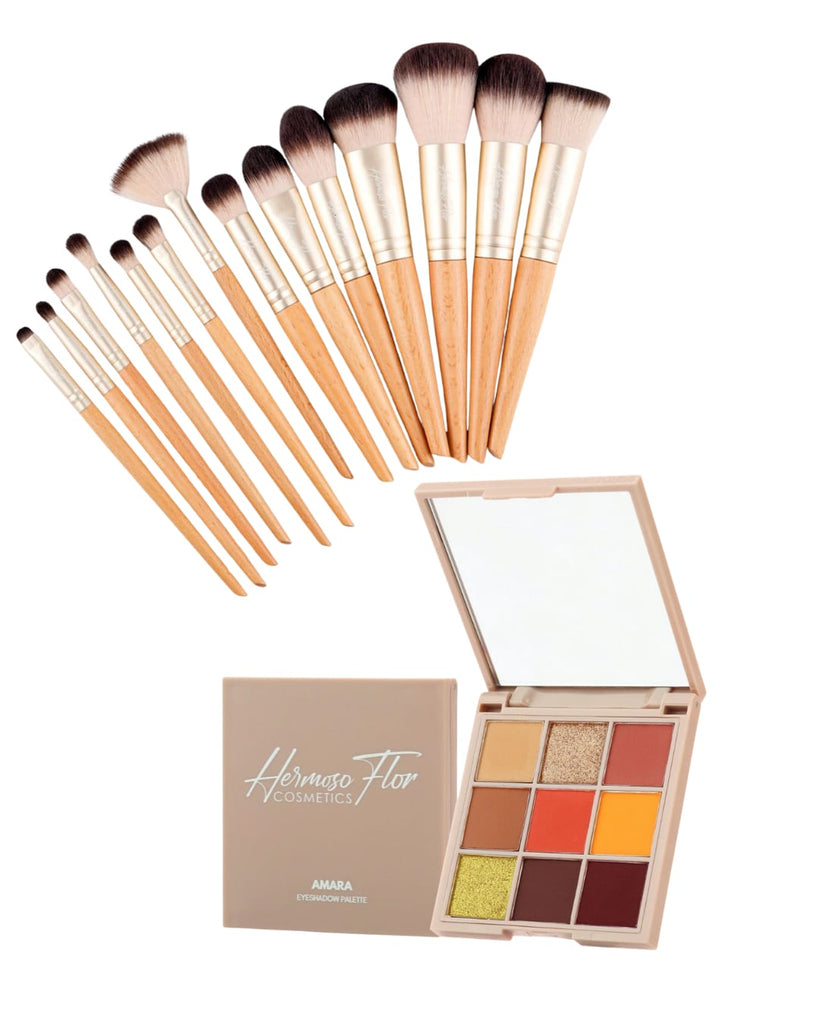 Amara Eyeshadow Palette & Beechwood Brush Set-BF2025